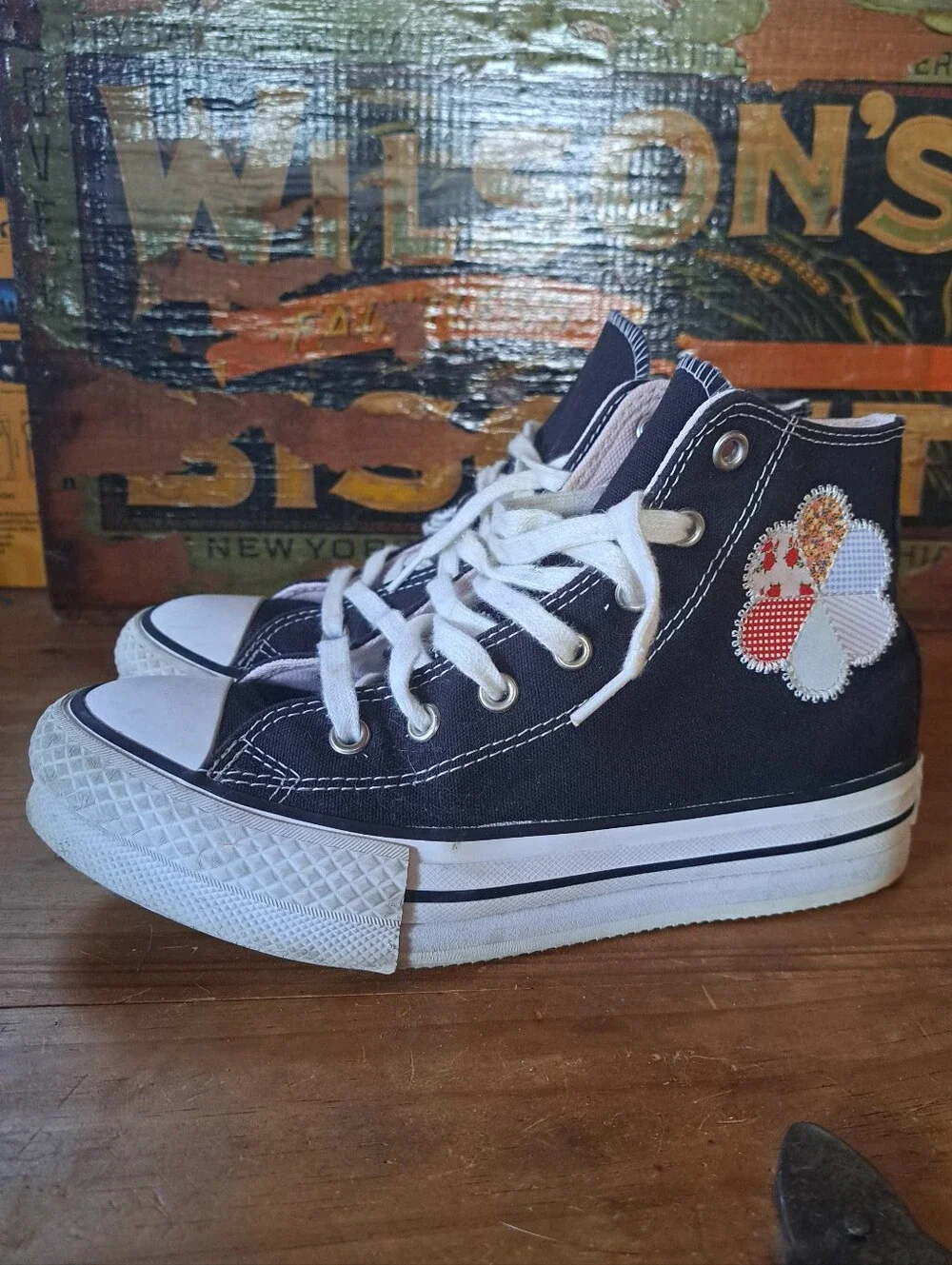 Converse Chuck Taylor All Star Platform Sneakers Kid's Size 3 Crafted Patchwork